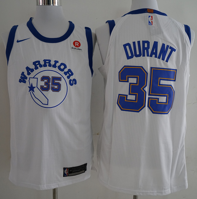 Warriors 35 Kevin Durant White Nike Throwback Authentic Jersey