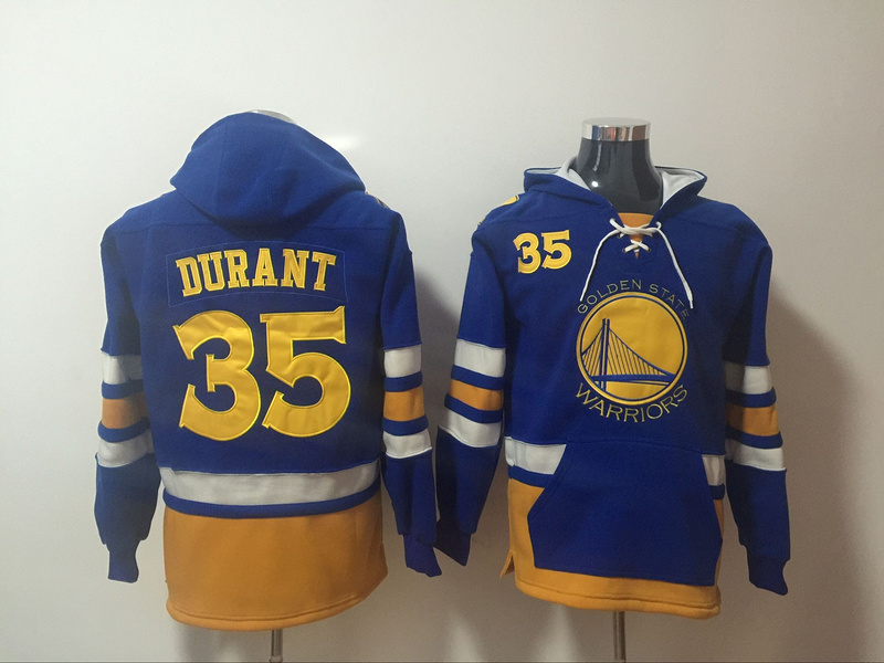 Warriors 35 Kevin Durant Blue All Stitched Hooded Sweatshirt - Click Image to Close