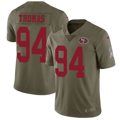 Nike 49ers 94 Solomon Thomas Olive Salute To Service Limited Jersey