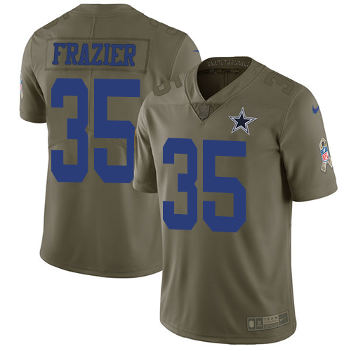 Nike Cowboys 35 Kavon Frazier Olive Salute To Service Limited Jersey