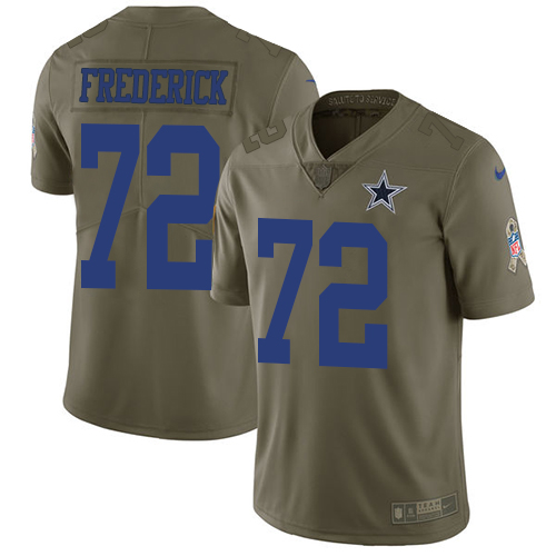Nike Cowboys 72 Travis Frederick Olive Salute To Service Limited Jersey - Click Image to Close