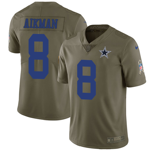 Nike Cowboys 8 Troy Aikman Olive Salute To Service Limited Jersey Nike Cowboys 8 Troy Aikman Olive Salute To Service Limited Jersey