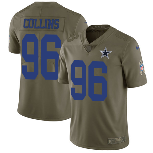 Nike Cowboys 96 Maliek Collins Olive Salute To Service Limited Jersey