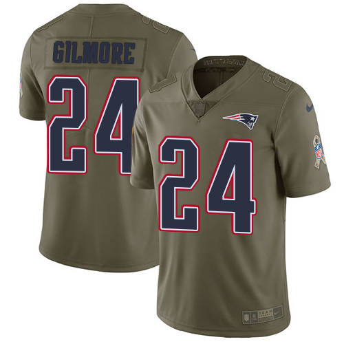 Nike Patriots 24 Stephon Gilmore Olive Salute To Service Limited Jersey