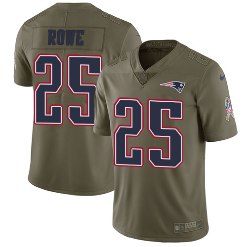 Nike Patriots 25 Eric Rowe Olive Salute To Service Limited Jersey