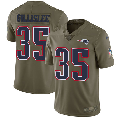 Nike Patriots 35 Mike Gillislee Olive Salute To Service Limited Jersey - Click Image to Close
