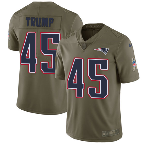 Nike Patriots 45 Donald Trump Olive Salute To Service Limited Jersey