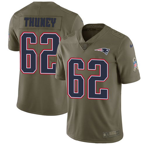 Nike Patriots 62 Joe Thuney Olive Salute To Service Limited Jersey