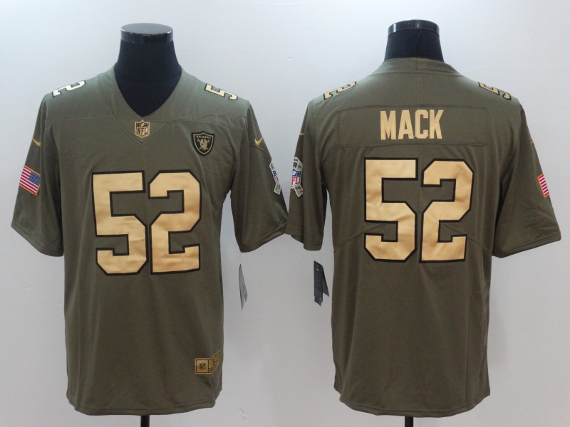 Nike Raiders 52 Khalil Mack Olive Gold Salute To Service Limited Jersey
