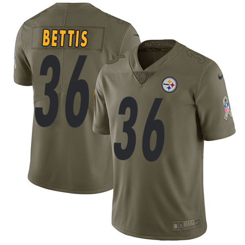 Nike Steelers 36 Jerome Bettisi Olive Salute To Service Limited Jersey