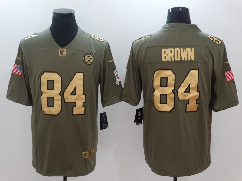 Nike Steelers 84 Antonio Brown Olive Gold Salute To Service Limited Jersey Nike Steelers 84 Antonio Brown Olive Gold Salute To Service Limited Jersey