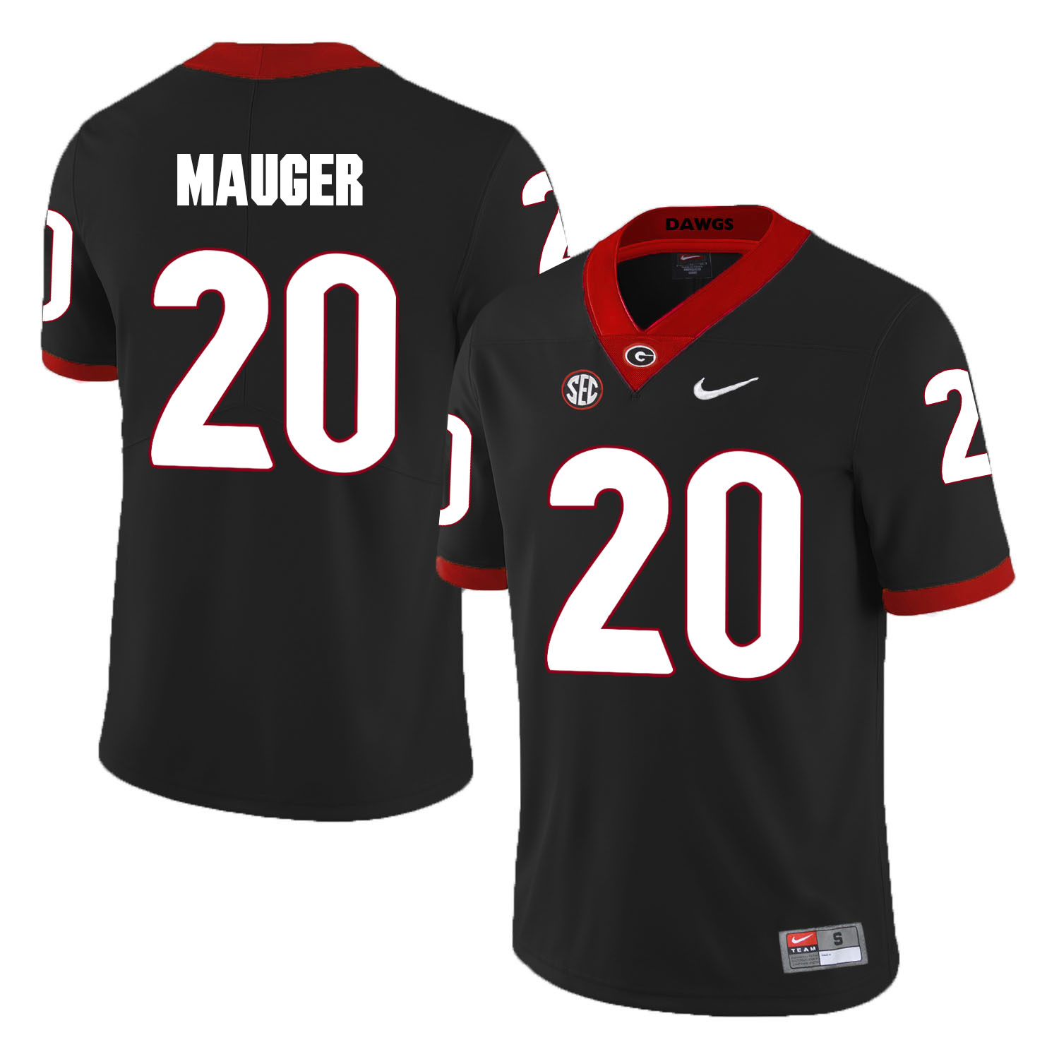 Georgia Bulldogs 20 Quincy Mauger Black College Football Jersey
