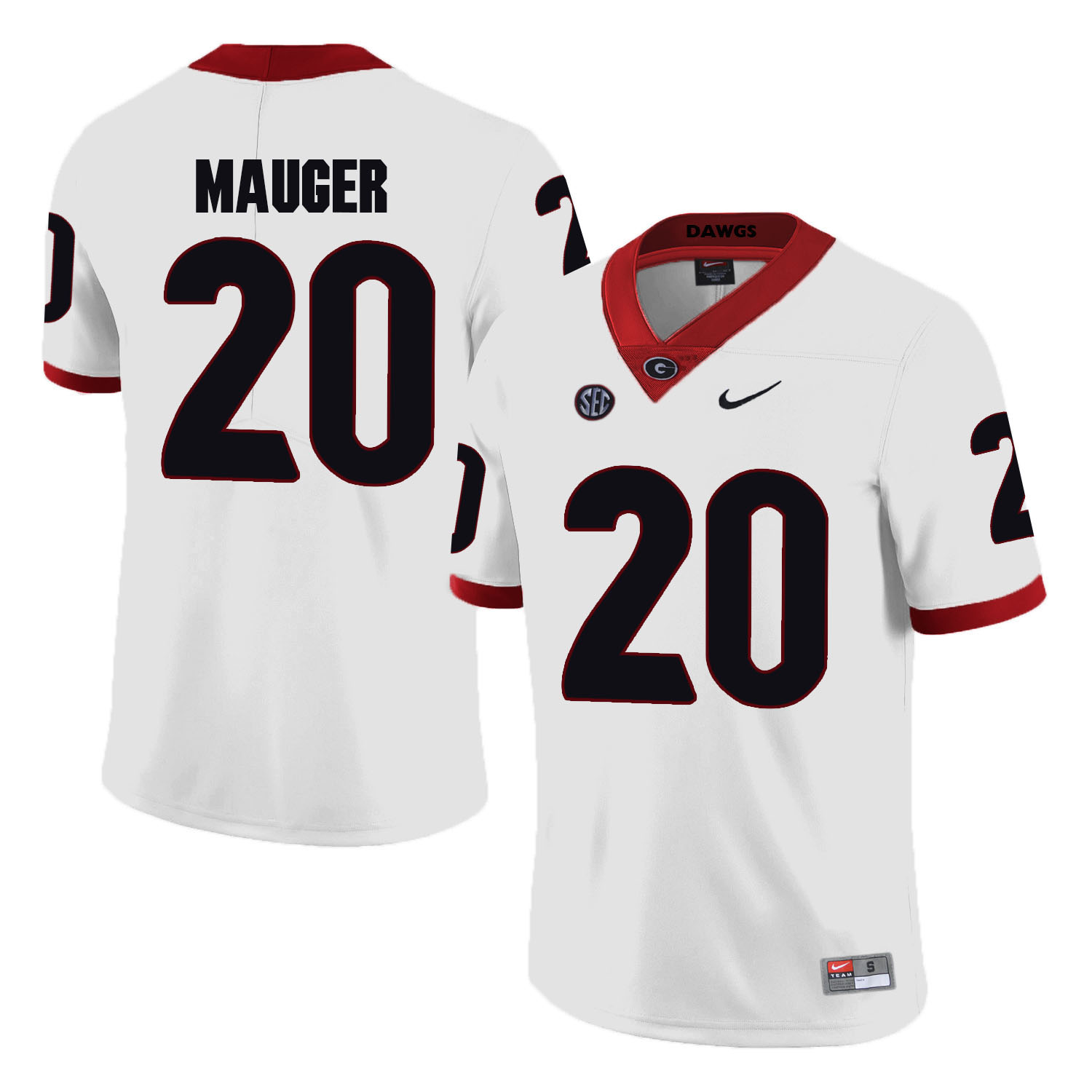 Georgia Bulldogs 20 Quincy Mauger White College Football Jersey