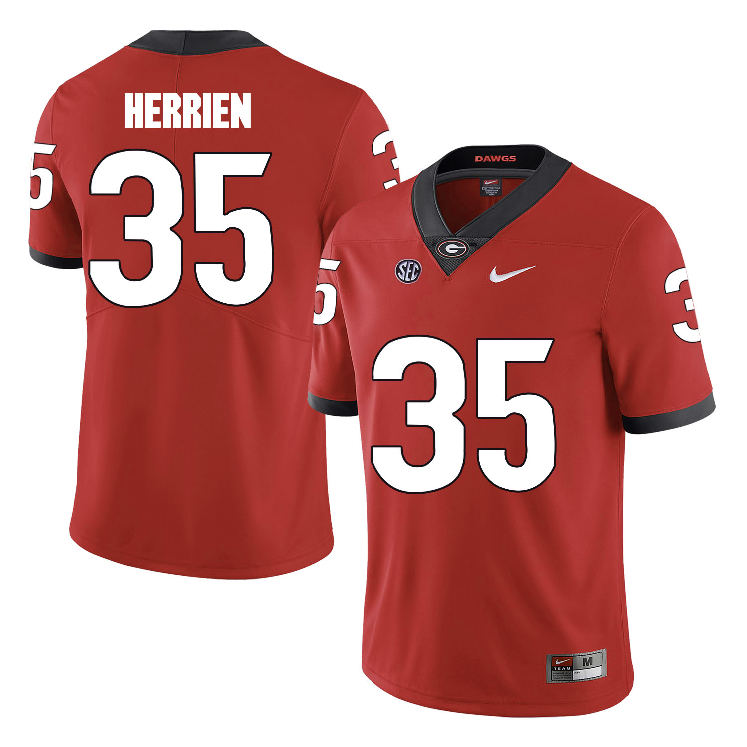Georgia Bulldogs 35 Brian Herrien Red College Football Jersey - Click Image to Close