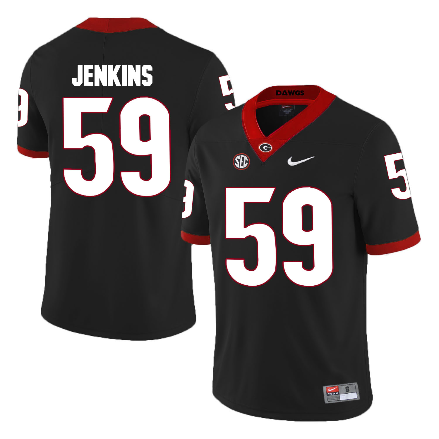 Georgia Bulldogs 59 Jordan Jenkins Black College Football Jersey