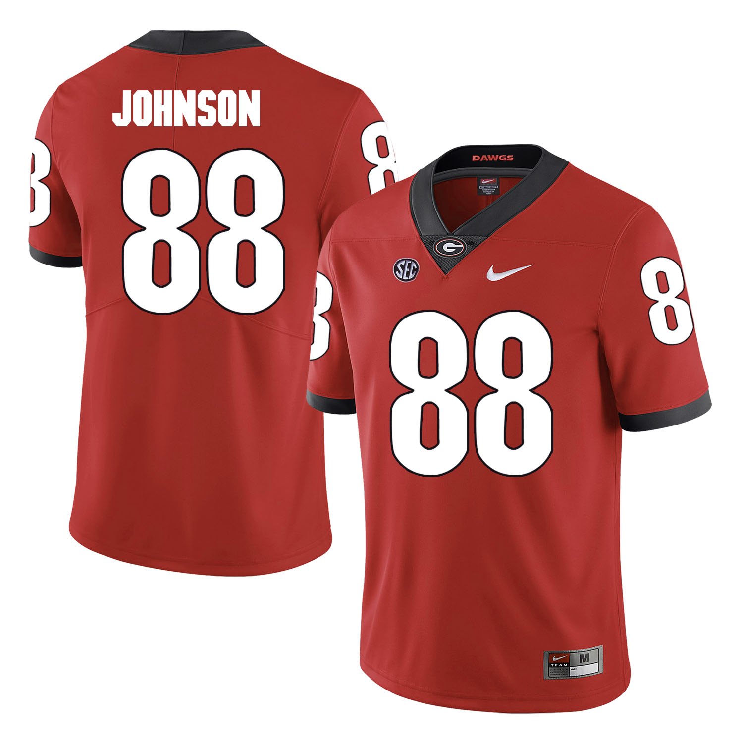 Georgia Bulldogs 88 Toby Johnson Red College Football Jersey - Click Image to Close