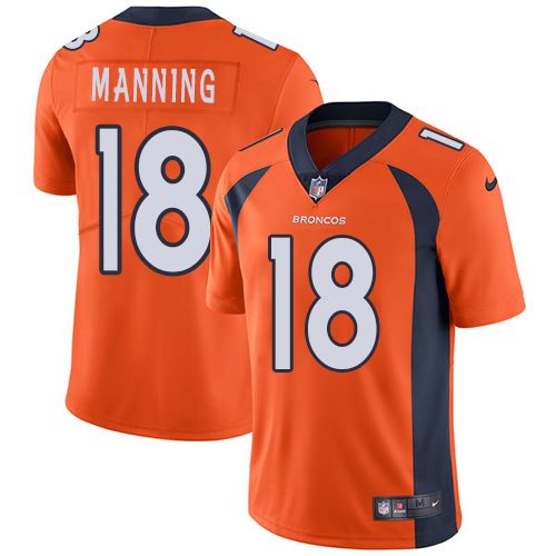 Nike Broncos 18 Peyton Manning Orange Vapor Untouchable Player Limited Jersey