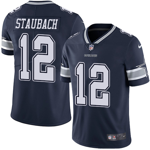 Nike Cowboys 12 Roger Staubach Navy Youth Vapor Untouchable Player Limited Jersey
