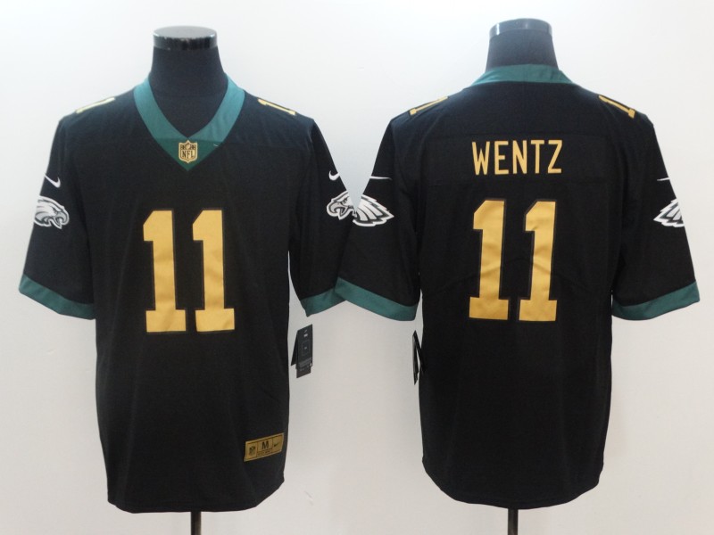 Nike Eagles 11 Carson Wentz Black Gold Youth Color Rush Limited Jersey - Click Image to Close