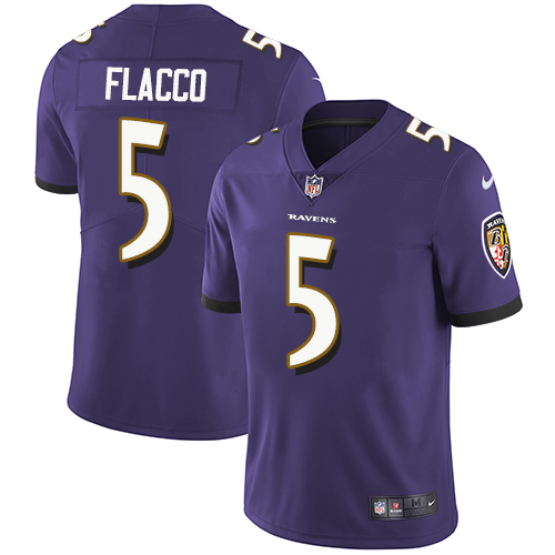 Nike Ravens 5 Joe Flacco Purple Youth Vapor Untouchable Player Limited Jersey
