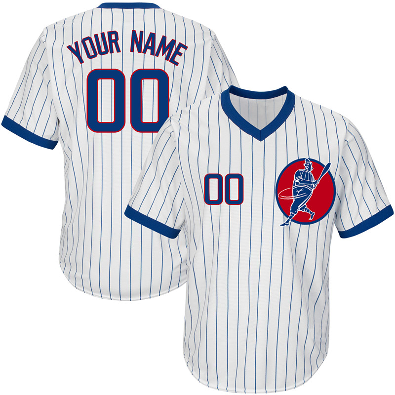 Cubs White Men's Customized Throwback New Design Jersey - Click Image to Close