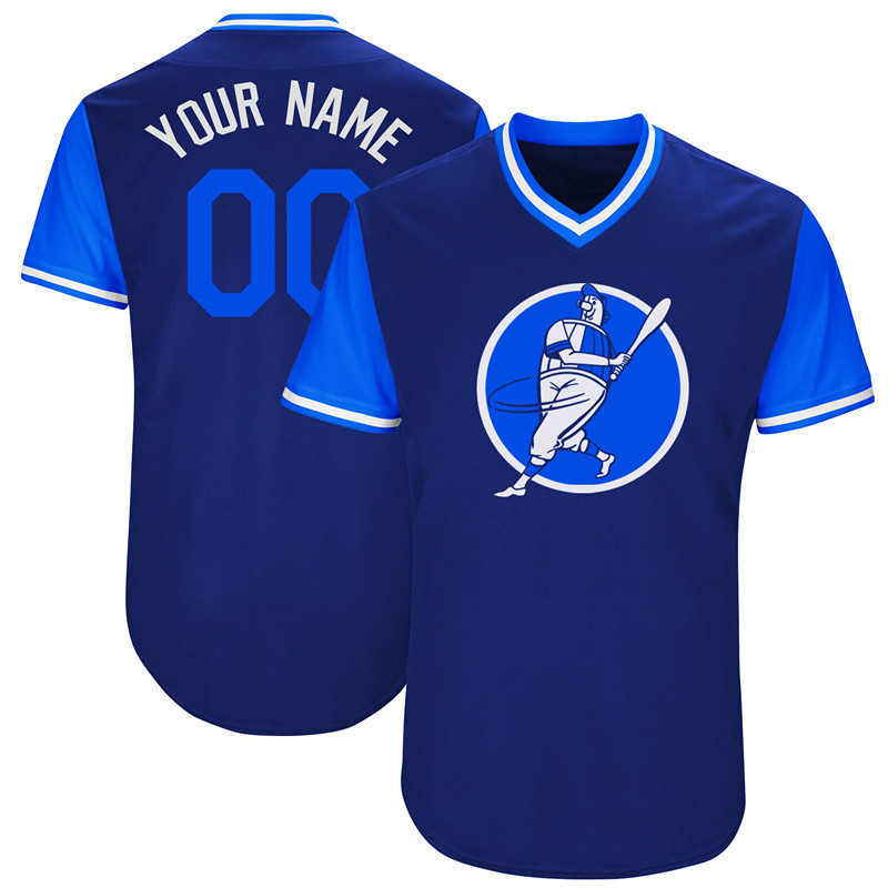 Dodgers Blue Men's Customized Throwback New Design Jersey