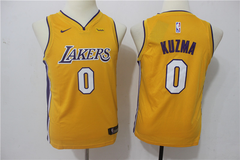 Lakers 0 Kyle Kuzma Yellow Youth Nike Swingman Jersey - Click Image to Close