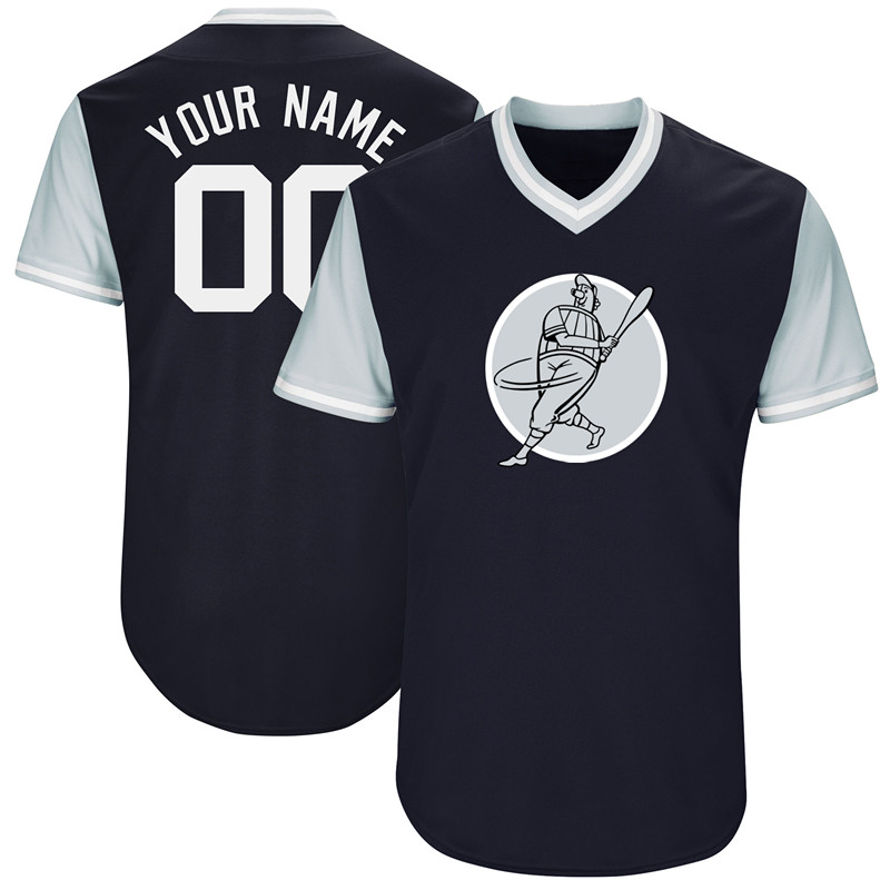 Yankees Blue Men's Customized Throwback New Design Jersey