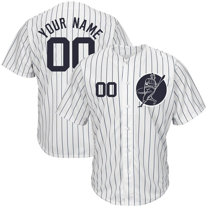 Yankees White Men's Customized New Design Jersey