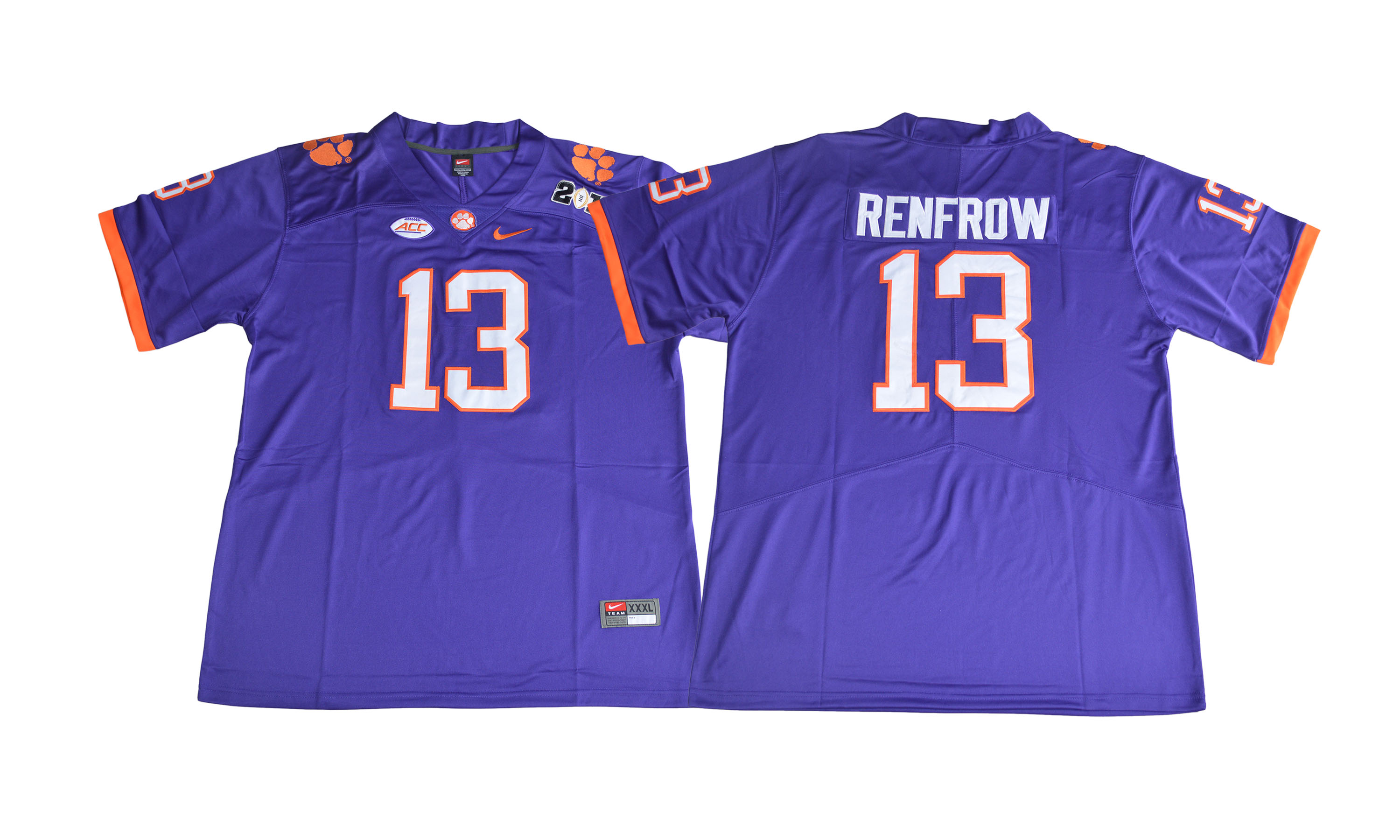 Clemson Tigers 13 Hunter Renfrow Purple College Football Playoff 2017 National Championship Bound Game Jersey - Click Image to Close