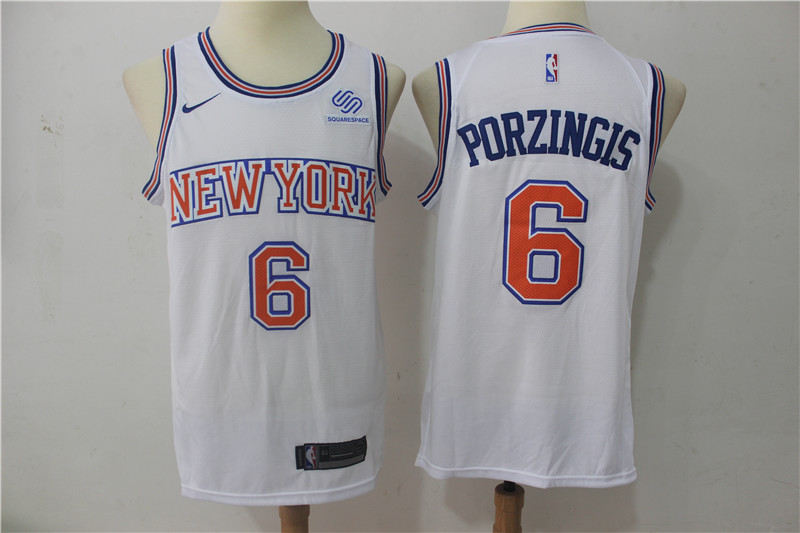 Knicks 6 Kristaps Porzingis White Swingman Jersey