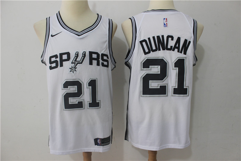 Spurs 21 Tim Duncan White Nike Swingman Jersey