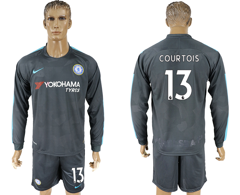 2017-18 Chelsea 13 COURTOIS Third Away Long Sleeve Soccer Jersey