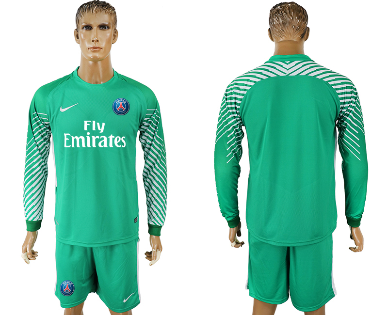 2017-18 Paris Saint-Germain Green Goalkeeper Long Sleeve Soccer Jersey 2017-18 Paris Saint-Germain Green Goalkeeper Long Sleeve Soccer Jersey
