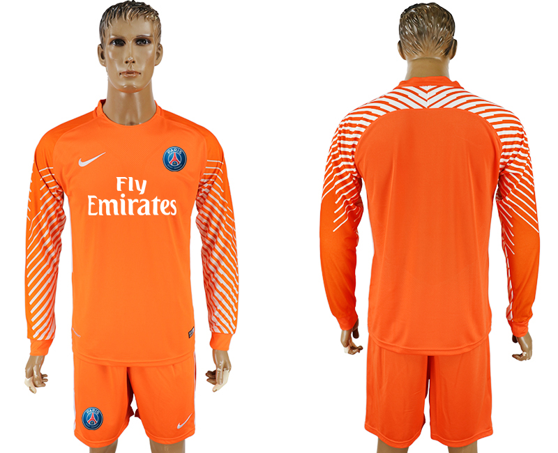 2017-18 Paris Saint-Germain Orange Goalkeeper Long Sleeve Soccer Jersey 2017-18 Paris Saint-Germain Orange Goalkeeper Long Sleeve Soccer Jersey