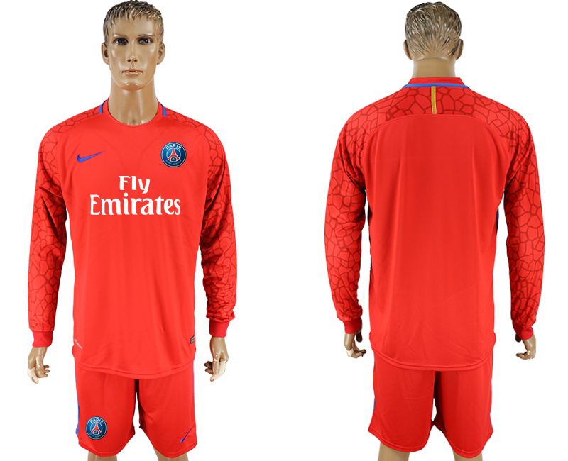 2017-18 Paris Saint-Germain Red Goalkeeper Long Sleeve Soccer Jersey 2017-18 Paris Saint-Germain Red Goalkeeper Long Sleeve Soccer Jersey