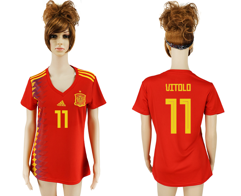 Spain 11 VITOLO Home Women 2018 FIFA World Cup Soccer Jersey - Click Image to Close