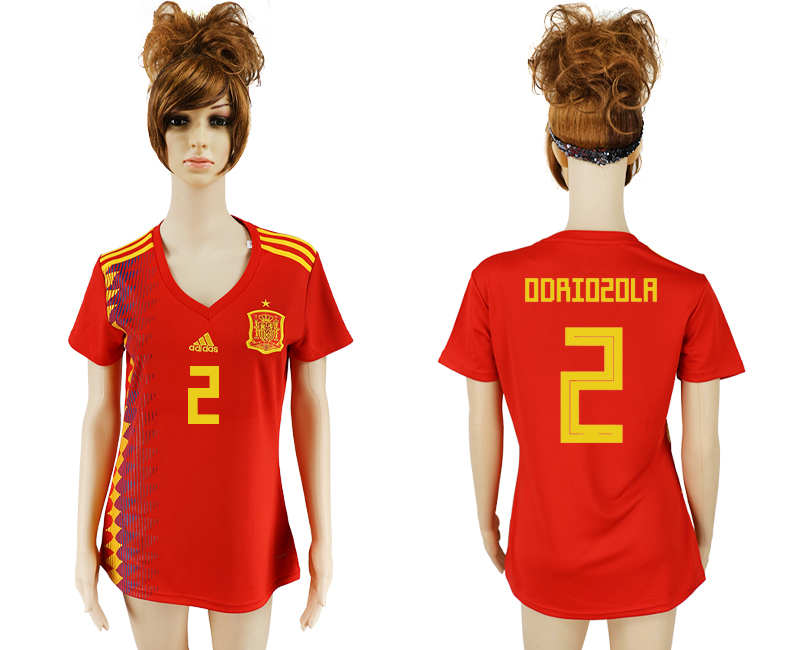 Spain 2 ODRIOZOLA Home Women 2018 FIFA World Cup Soccer Jersey - Click Image to Close