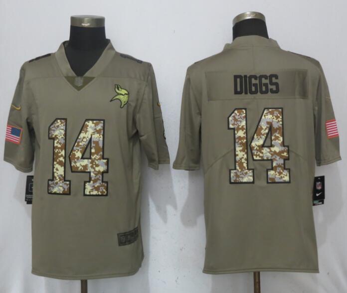 Nike Vikings 14 Stefon Diggs Olive Camo Salute To Service Limited Jersey