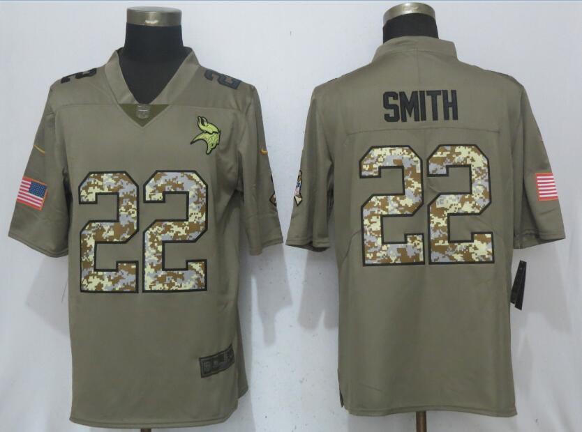 Nike Vikings 22 Harrison Smith Olive Camo Salute To Service Limited Jersey