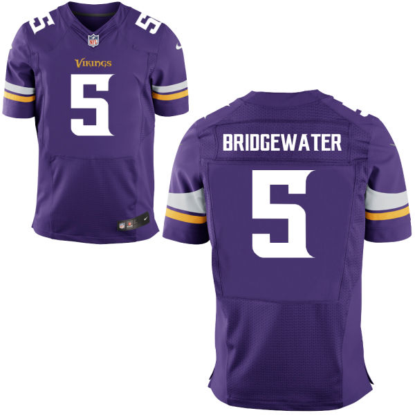 Nike Vikings 5 Teddy Bridgewater Purple New Elite Jersey