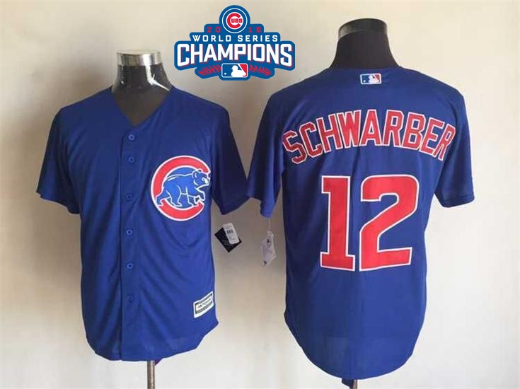 Cubs 12 Kyle Schwarber Royal 2016 World Series Champions New Cool Base Jersey