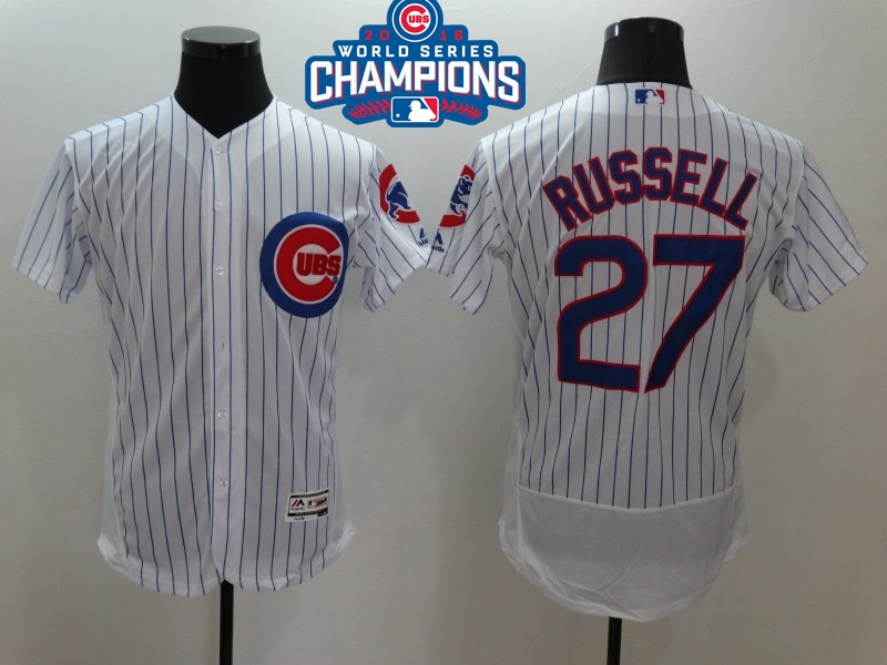 Cubs 27 Addison Russell White 2016 World Series Champions Flexbase Jersey