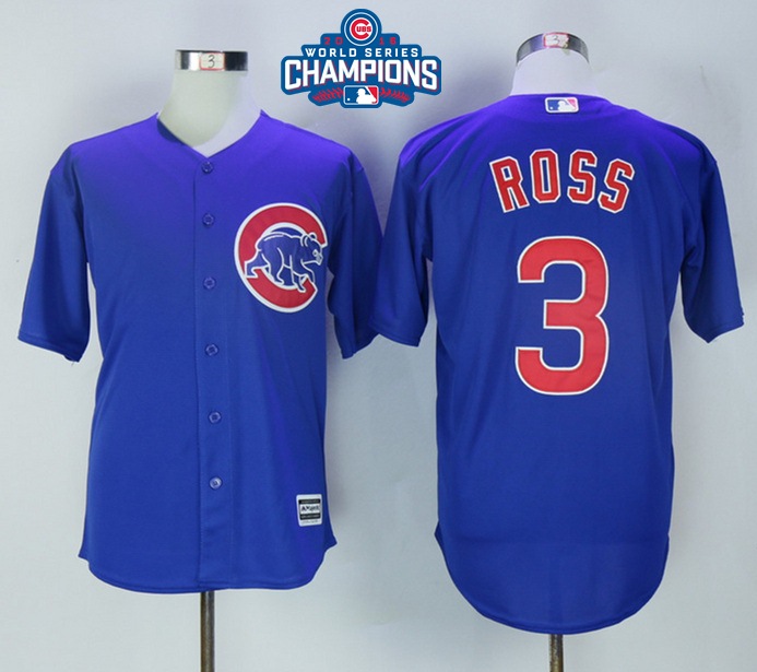 Cubs 3 David Ross Royal 2016 World Series Champions New Cool Base Jersey - Click Image to Close