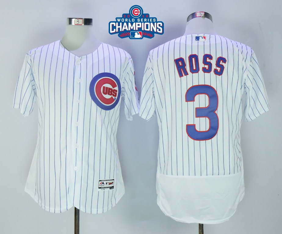 Cubs 3 David Ross White 2016 World Series Champions Flexbase Jersey - Click Image to Close
