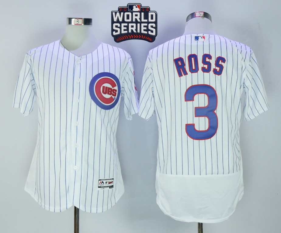 Cubs 3 David Ross White 2016 World Series Flexbase Jersey