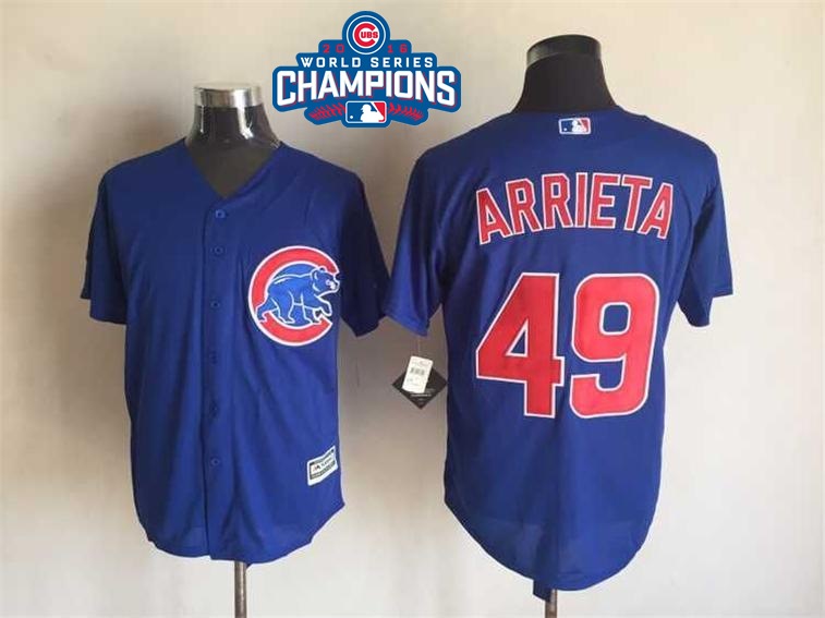 Cubs 49 Jake Arrieta Royal 2016 World Series Champions Flexbase Jersey
