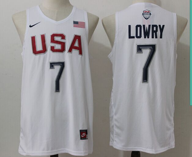 USA 7 Kyle Lowry White 2016 Olympics Dream Team Stitched Jersey
