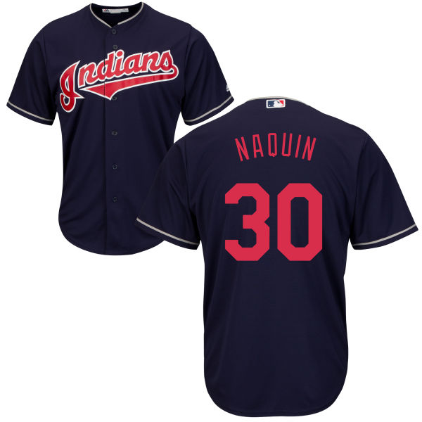 Indians 30 Tyler Naquin Navy New Cool Base Jersey