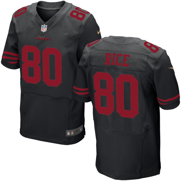 Nike 49ers 80 Jerry Rice Black Elite Jersey